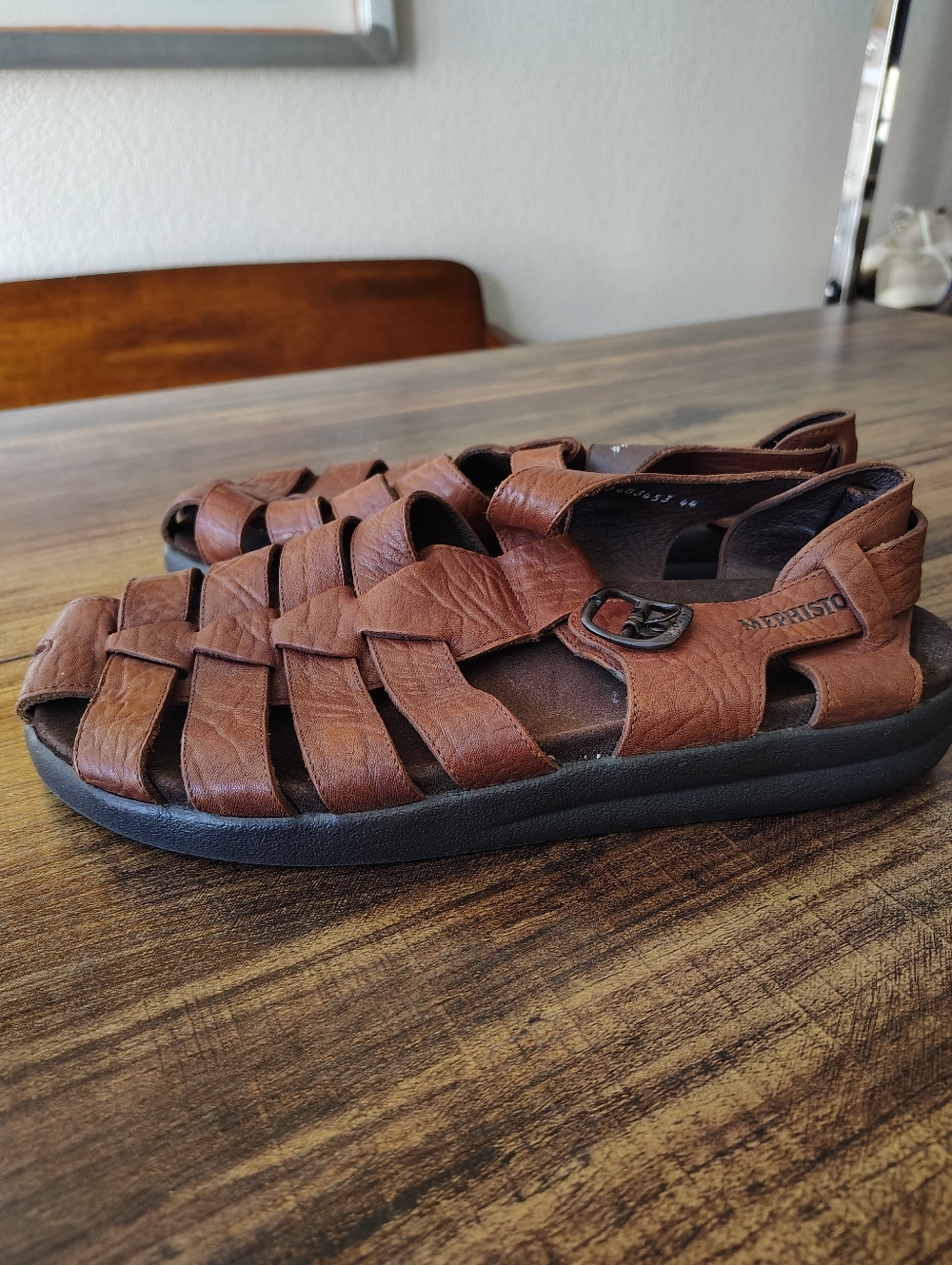 Mephisto Sam Tan Grain Comfort Fisherman Sandal Men's sizes 44 10